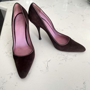 YSL eggplant colored suede pump 36.5